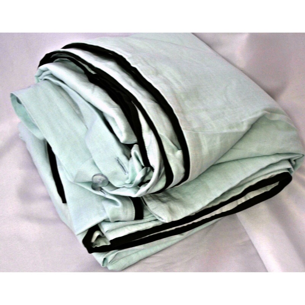 West Elm linen cotton blend‎ ice blue slate grey trim full/queen duvet cover